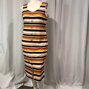 Striped Sleeveless Button-Down Dress